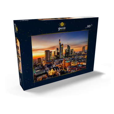 Darstellung des Puzzle Motivs Frankfurt am Main bei Nacht, Deutschland 500 Puzzle Schachtel Ansicht2