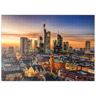 Darstellung des Puzzle Motivs puzzleplate Frankfurt am Main bei Nacht, Deutschland 500 Puzzle