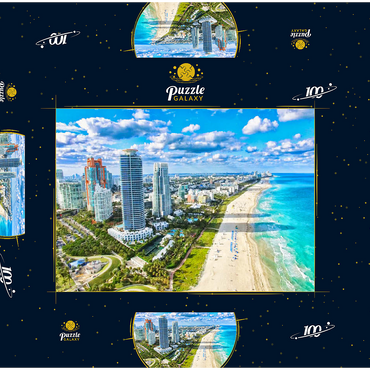 Darstellung des Puzzle Motivs South Beach, Miami Beach, Florida, USA 100 Puzzle Schachtel 3D Modell