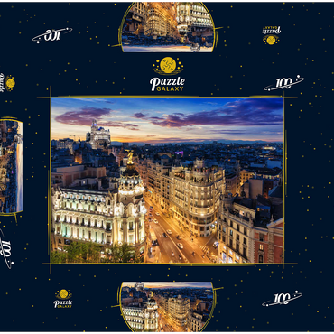 Darstellung des Puzzle Motivs Skyline von Madrid, Spanien 100 Puzzle Schachtel 3D Modell