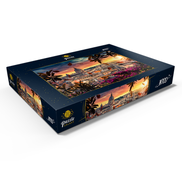 Darstellung des Puzzle Motivs Schöner Sonnenuntergang über der Stadt Rom am Abend 1000 Puzzle Schachtel Ansicht1