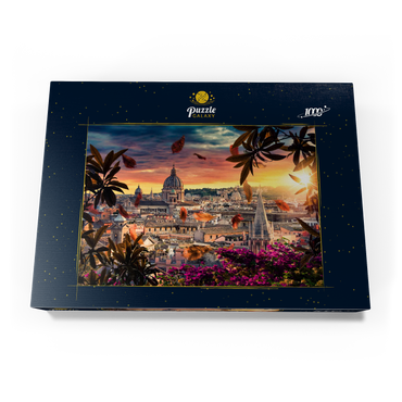 Darstellung des Puzzle Motivs Schöner Sonnenuntergang über der Stadt Rom am Abend 1000 Puzzle Schachtel Ansicht3