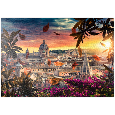 Darstellung des Puzzle Motivs puzzleplate Schöner Sonnenuntergang über der Stadt Rom am Abend 1000 Puzzle