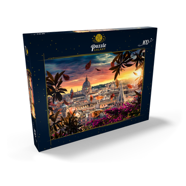 Darstellung des Puzzle Motivs Schöner Sonnenuntergang über der Stadt Rom am Abend 100 Puzzle Schachtel Ansicht2