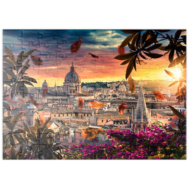 Darstellung des Puzzle Motivs puzzleplate Schöner Sonnenuntergang über der Stadt Rom am Abend 100 Puzzle