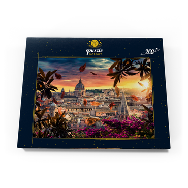 Darstellung des Puzzle Motivs Schöner Sonnenuntergang über der Stadt Rom am Abend 200 Puzzle Schachtel Ansicht3
