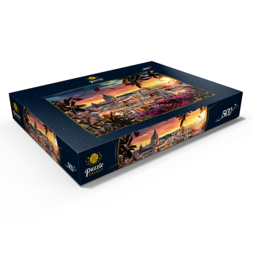 Darstellung des Puzzle Motivs Schöner Sonnenuntergang über der Stadt Rom am Abend 500 Puzzle Schachtel Ansicht1