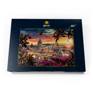 Darstellung des Puzzle Motivs Schöner Sonnenuntergang über der Stadt Rom am Abend 500 Puzzle Schachtel Ansicht3