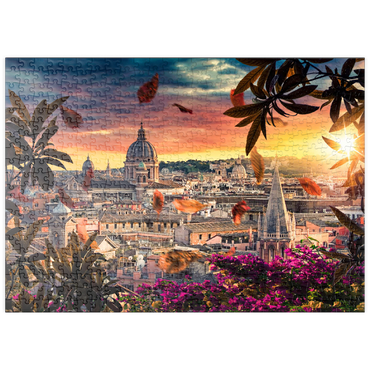 Darstellung des Puzzle Motivs puzzleplate Schöner Sonnenuntergang über der Stadt Rom am Abend 500 Puzzle