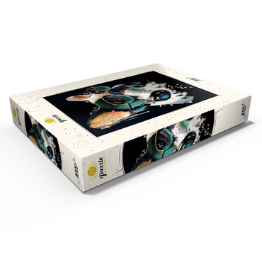 Darstellung des Puzzle Motivs Französische Bulldogge mit Kopfhörer 1000 Puzzle Schachtel Ansicht1