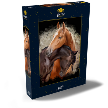 Darstellung des Puzzle Motivs Zwei Pferde umschlungen 1000 Puzzle Schachtel Ansicht2