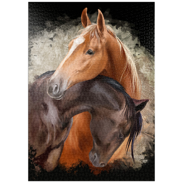 Darstellung des Puzzle Motivs puzzleplate Zwei Pferde umschlungen 1000 Puzzle