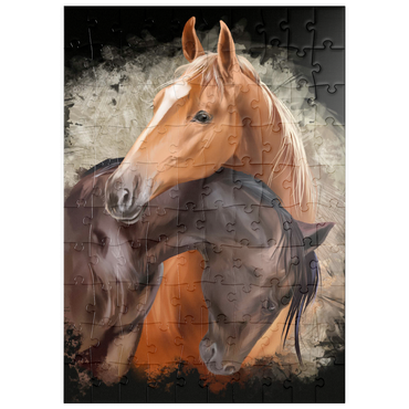 Darstellung des Puzzle Motivs puzzleplate Zwei Pferde umschlungen 100 Puzzle