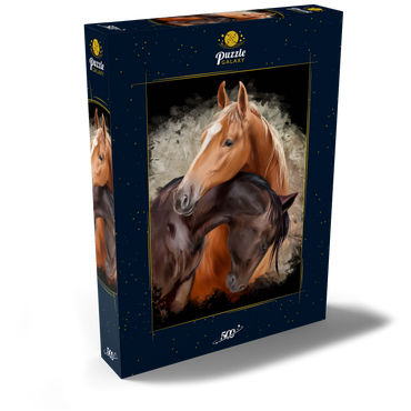 Darstellung des Puzzle Motivs Zwei Pferde umschlungen 500 Puzzle Schachtel Ansicht2