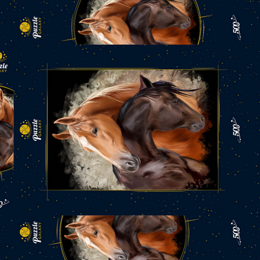 Darstellung des Puzzle Motivs Zwei Pferde umschlungen 500 Puzzle Schachtel 3D Modell