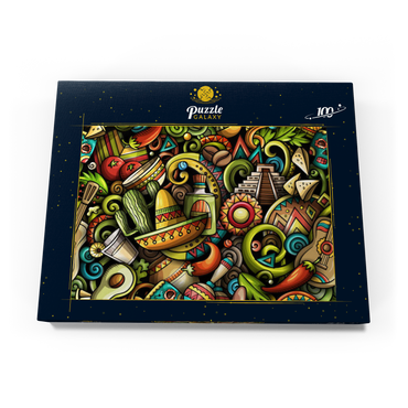 Darstellung des Puzzle Motivs Mexiko doodles 100 Puzzle Schachtel Ansicht3