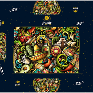 Darstellung des Puzzle Motivs Mexiko doodles 200 Puzzle Schachtel 3D Modell