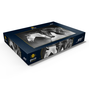 Darstellung des Puzzle Motivs Pferde laufen Galopp in der Wüste 1000 Puzzle Schachtel Ansicht1