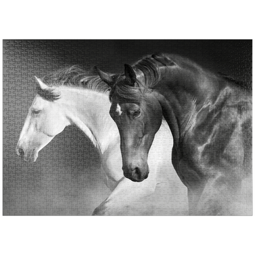 Darstellung des Puzzle Motivs puzzleplate Pferde laufen Galopp in der Wüste 1000 Puzzle