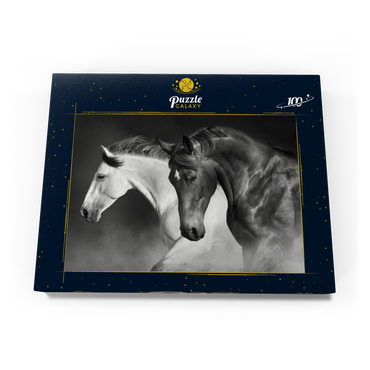 Darstellung des Puzzle Motivs Pferde laufen Galopp in der Wüste 100 Puzzle Schachtel Ansicht3