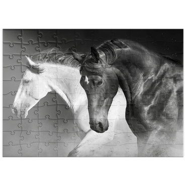 Darstellung des Puzzle Motivs puzzleplate Pferde laufen Galopp in der Wüste 100 Puzzle