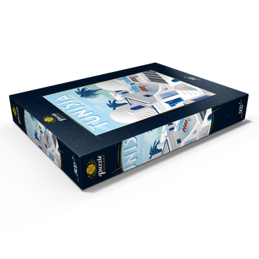 Darstellung des Puzzle Motivs Tunesien, Art Deco style Vintage Poster, Illustration 500 Puzzle Schachtel Ansicht1