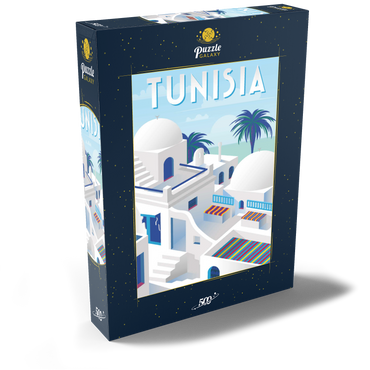 Darstellung des Puzzle Motivs Tunesien, Art Deco style Vintage Poster, Illustration 500 Puzzle Schachtel Ansicht2