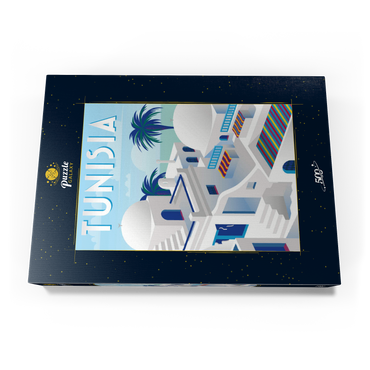 Darstellung des Puzzle Motivs Tunesien, Art Deco style Vintage Poster, Illustration 500 Puzzle Schachtel Ansicht3