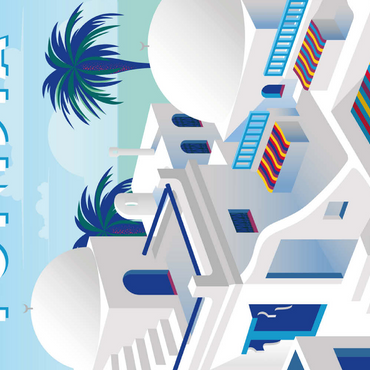 Darstellung des Puzzle Motivs Tunesien, Art Deco style Vintage Poster, Illustration 500 Puzzle 3D Modell