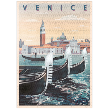 Darstellung des Puzzle Motivs puzzleplate Venedig, Italien, Vietnam, Art Deco style Vintage Poster, Illustration 1000 Puzzle