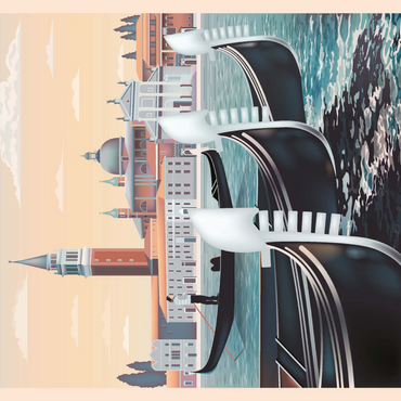 Darstellung des Puzzle Motivs Venedig, Italien, Vietnam, Art Deco style Vintage Poster, Illustration 1000 Puzzle 3D Modell
