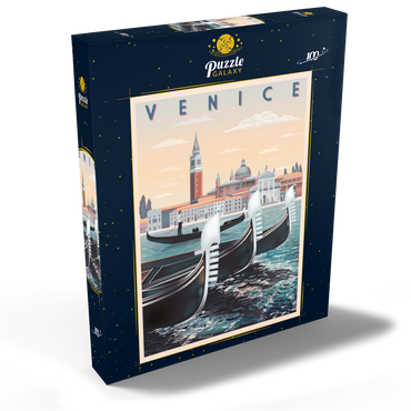 Darstellung des Puzzle Motivs Venedig, Italien, Vietnam, Art Deco style Vintage Poster, Illustration 100 Puzzle Schachtel Ansicht2