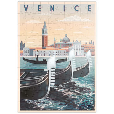 Darstellung des Puzzle Motivs puzzleplate Venedig, Italien, Vietnam, Art Deco style Vintage Poster, Illustration 100 Puzzle