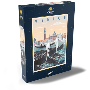 Darstellung des Puzzle Motivs Venedig, Italien, Vietnam, Art Deco style Vintage Poster, Illustration 500 Puzzle Schachtel Ansicht2
