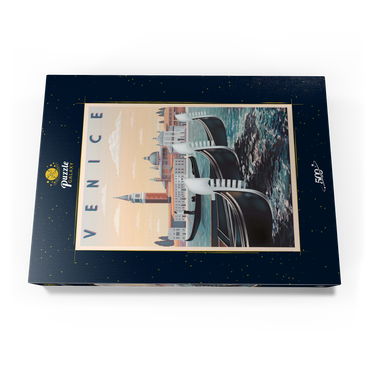 Darstellung des Puzzle Motivs Venedig, Italien, Vietnam, Art Deco style Vintage Poster, Illustration 500 Puzzle Schachtel Ansicht3