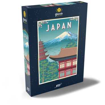 Darstellung des Puzzle Motivs Traditionelles Haus, Japan, Art Deco style Vintage Poster, Illustration 1000 Puzzle Schachtel Ansicht2