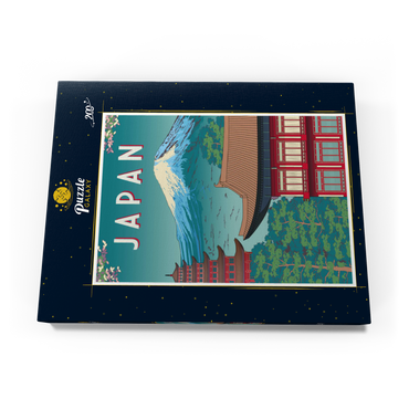 Darstellung des Puzzle Motivs Traditionelles Haus, Japan, Art Deco style Vintage Poster, Illustration 200 Puzzle Schachtel Ansicht3