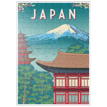 Darstellung des Puzzle Motivs puzzleplate Traditionelles Haus, Japan, Art Deco style Vintage Poster, Illustration 200 Puzzle