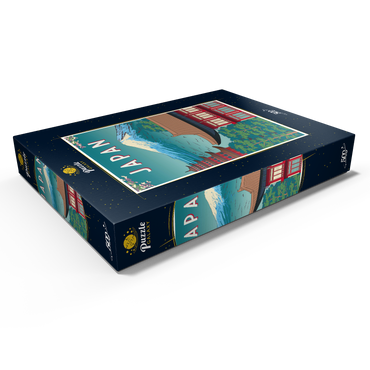 Darstellung des Puzzle Motivs Traditionelles Haus, Japan, Art Deco style Vintage Poster, Illustration 500 Puzzle Schachtel Ansicht1