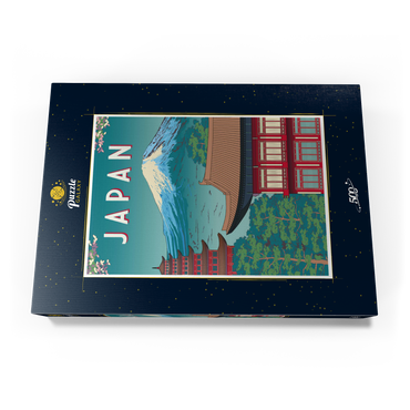 Darstellung des Puzzle Motivs Traditionelles Haus, Japan, Art Deco style Vintage Poster, Illustration 500 Puzzle Schachtel Ansicht3