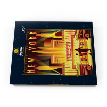 Darstellung des Puzzle Motivs New York Night Broadway, Art Deco style Vintage Poster, Illustration 100 Puzzle Schachtel Ansicht3