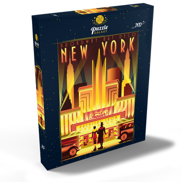 Darstellung des Puzzle Motivs New York Night Broadway, Art Deco style Vintage Poster, Illustration 200 Puzzle Schachtel Ansicht2
