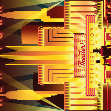 Darstellung des Puzzle Motivs New York Night Broadway, Art Deco style Vintage Poster, Illustration 200 Puzzle 3D Modell