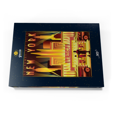 Darstellung des Puzzle Motivs New York Night Broadway, Art Deco style Vintage Poster, Illustration 500 Puzzle Schachtel Ansicht3