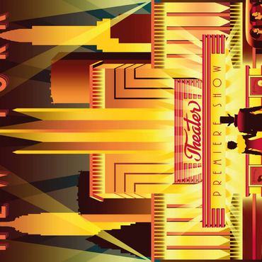 Darstellung des Puzzle Motivs New York Night Broadway, Art Deco style Vintage Poster, Illustration 500 Puzzle 3D Modell