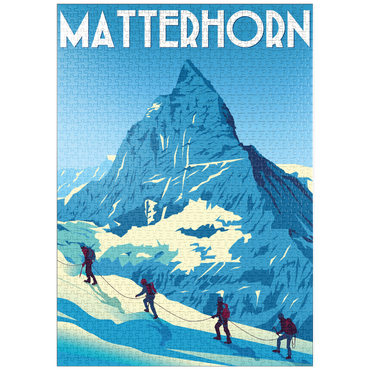 Darstellung des Puzzle Motivs puzzleplate Matterhorn Schweiz, Art Deco style Vintage Poster, Illustration 1000 Puzzle