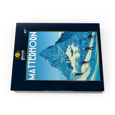 Darstellung des Puzzle Motivs Matterhorn Schweiz, Art Deco style Vintage Poster, Illustration 100 Puzzle Schachtel Ansicht3