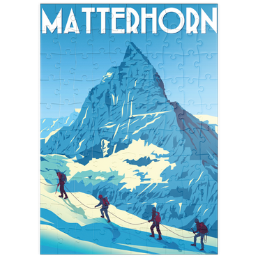 Darstellung des Puzzle Motivs puzzleplate Matterhorn Schweiz, Art Deco style Vintage Poster, Illustration 100 Puzzle