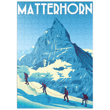 Darstellung des Puzzle Motivs puzzleplate Matterhorn Schweiz, Art Deco style Vintage Poster, Illustration 200 Puzzle
