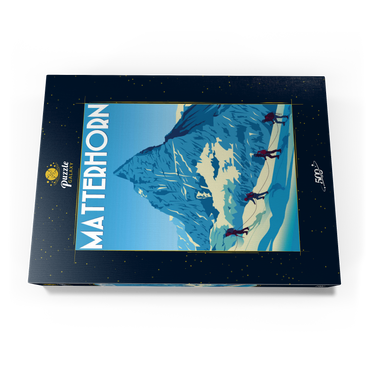 Darstellung des Puzzle Motivs Matterhorn Schweiz, Art Deco style Vintage Poster, Illustration 500 Puzzle Schachtel Ansicht3